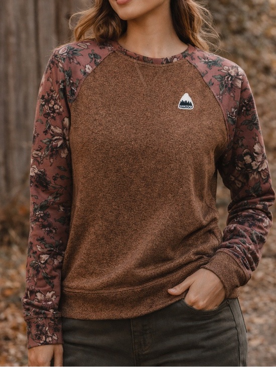 Burton Tops - Burton Floral Raglan Sweatshirt Small Brown Earthy Cottagecore Outdoorsy Top